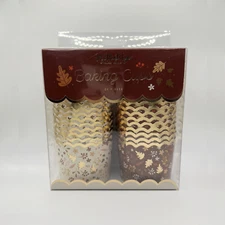 NEW My Minds Eye Gold Foiled Fall Foliage Leaves Baking Cups - 36 Count