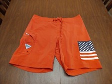 Columbia PFG Size 36 Red American Flag Drawstring Board Shorts Excellent Pre Own
