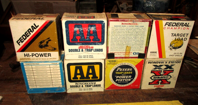 Lot of 8 Vintage Winchester Federal Peters 12 Gauge  Empty Shell Box dove duck