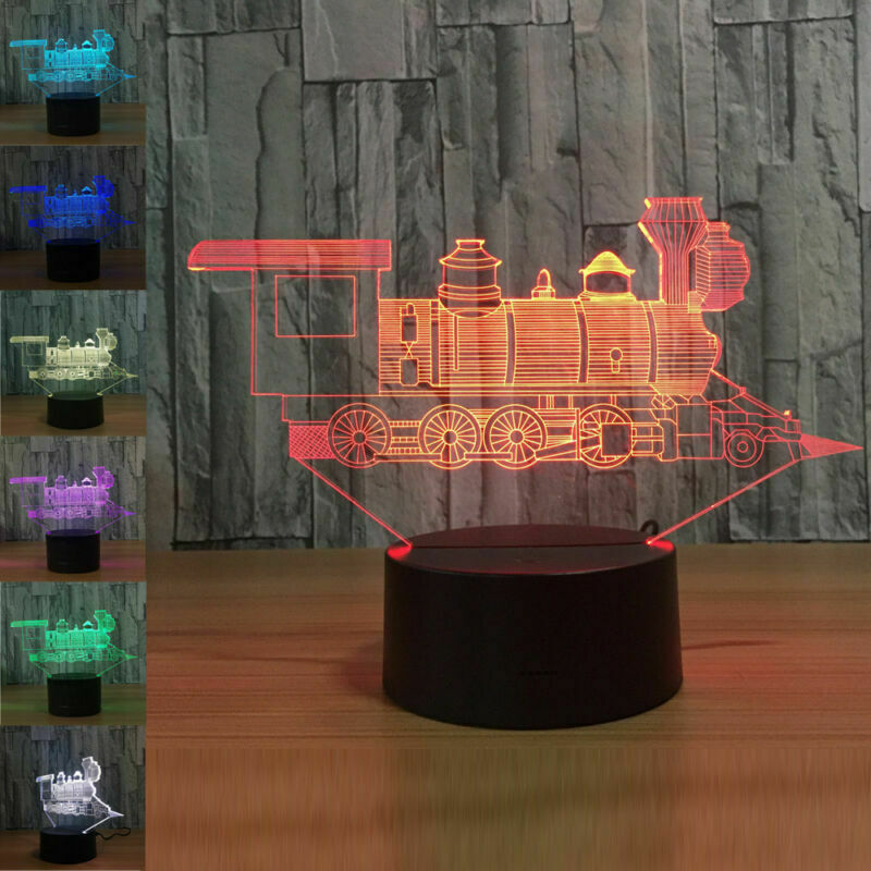 3D Illusion LED Train Model Night Light – 7 Color Desk Lamp for Home or Office Decor