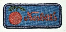 Ancien écusson tissu publicitaire bleu soda orange Nesbitt's neuf NOS années 70 