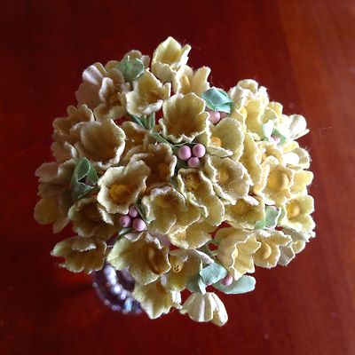 VTG Millinery Flowers Forget Me Not Bunch Yellow Bloom for Hat Wedding + Hair Y1