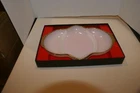 Vintage Anchor Hocking FIRE KING White Milk Glass 3 Section Dish Gold Trim ORIG