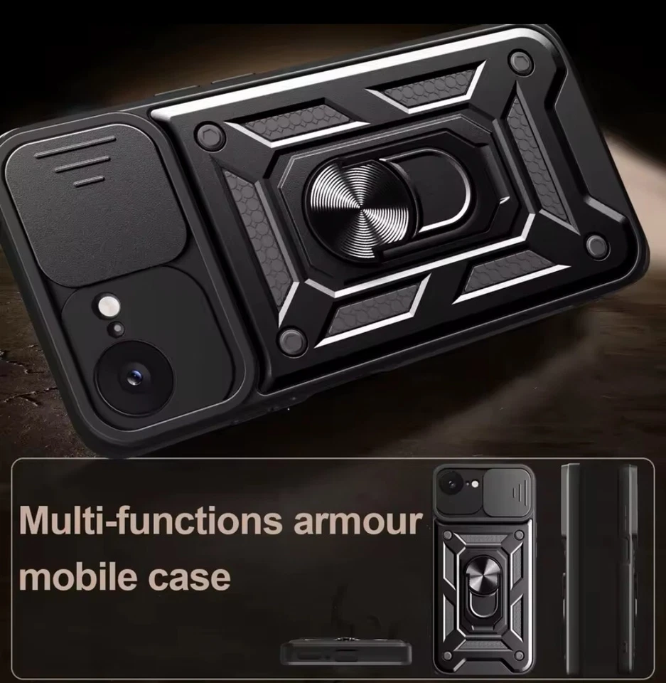 Case for iPhone17 Pro Max 16e 15 14 Pro Max 13 12 Slide Camera Cover Ring Stand - image 3 of 4