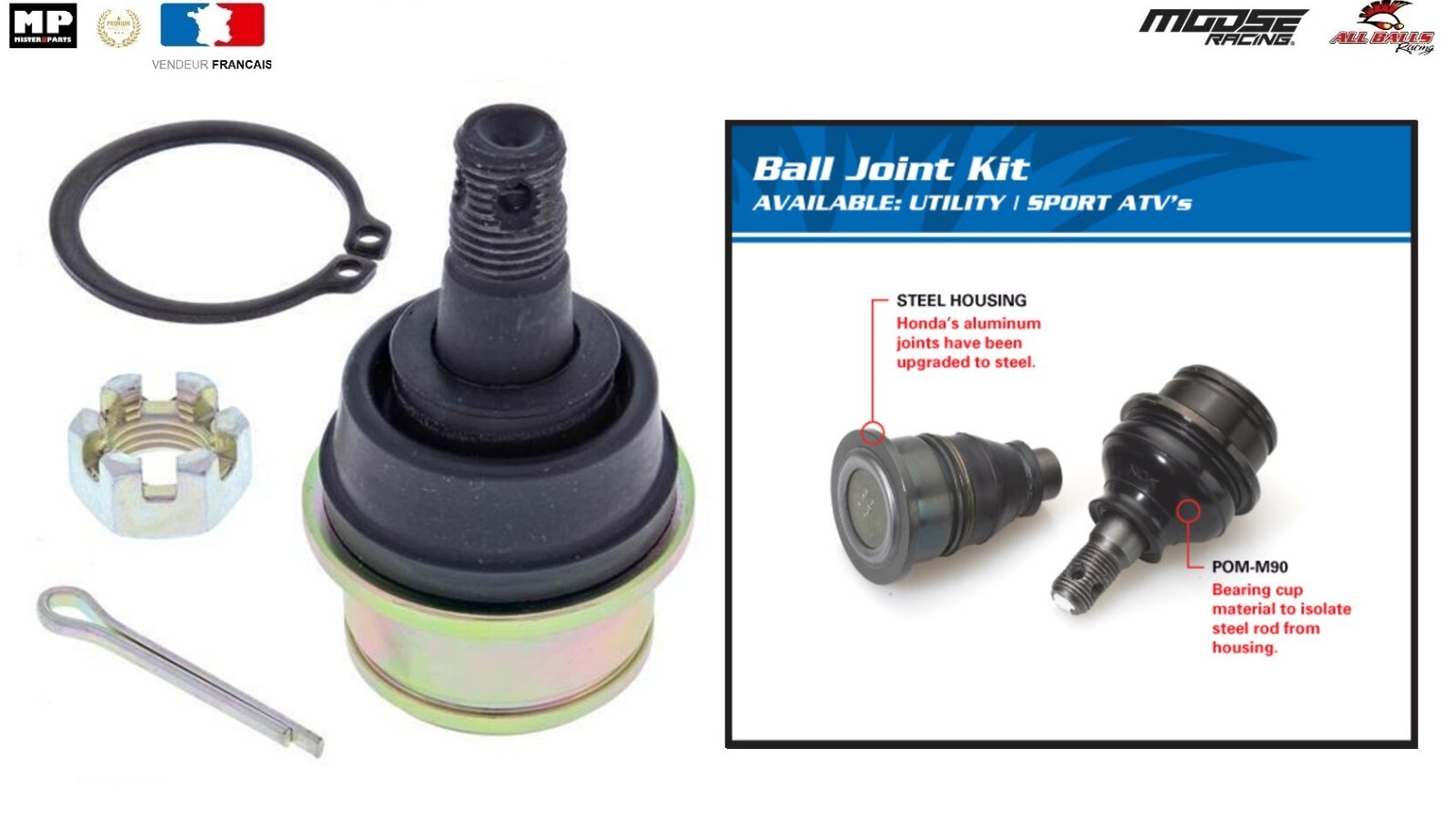 Rotule de triangle Polaris Ranger XP 1000 Crew 20, fin des claquements de suspension