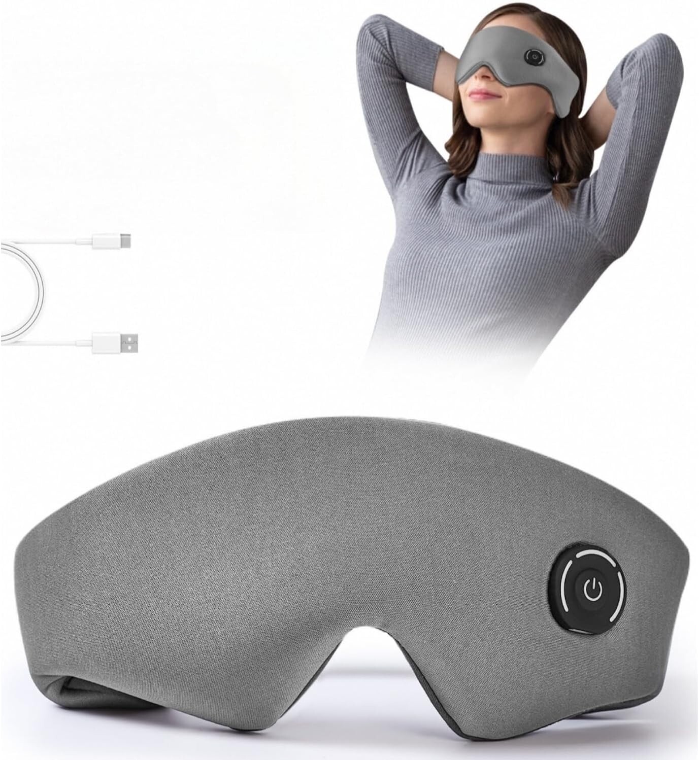 Electric Heated Eye Mask for Dry Eyes & Strain Relief - Reusable Warm Compress-image