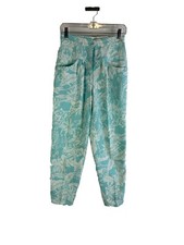 Vintage 80s Streetwear Womens 10 Pants Hawaiian Floral High Rise Pleated Preppy