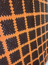 Granny Square Vintage CrochetAfghan In Orange And Brown