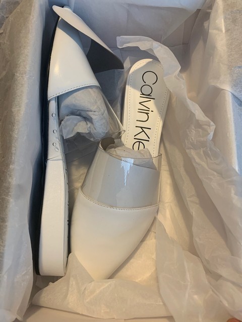calvin klein slides white