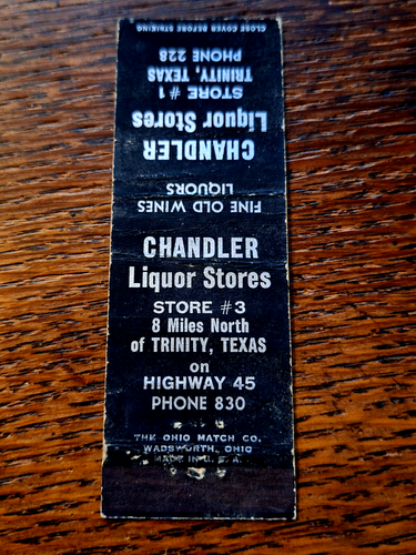 Vintage Matchbook: Chandler Liquor Stores, Trinity, TX - 第 2/3 張圖片