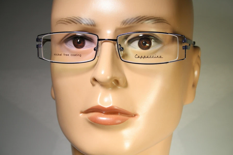 Monturas de gafas cromadas azules parcialmente sin montura CAPUCCINO K812N sin usar Foto 2 de 4