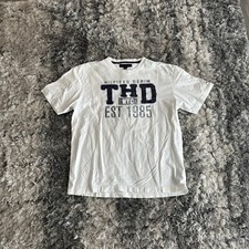 Men  s Size Large L Tommy Hilfiger Denim NYC Short Sleeve White Graphic T-Shirt