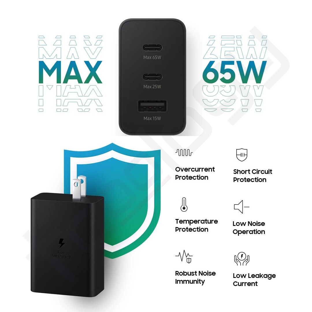 Samsung T6530 65W PD 3.0 Trio Power Adapter Super Fast Charging Wall Charger