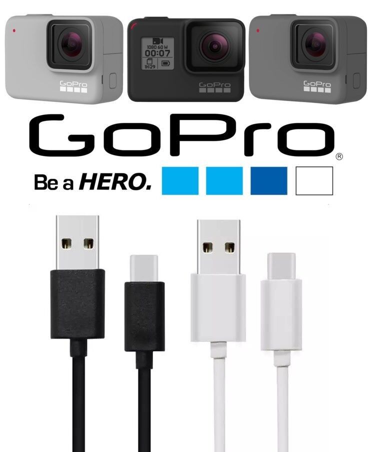 FOR GoPro Hero 7 USB Charging CABLE Power Cable Lead USB TYPE C Black White