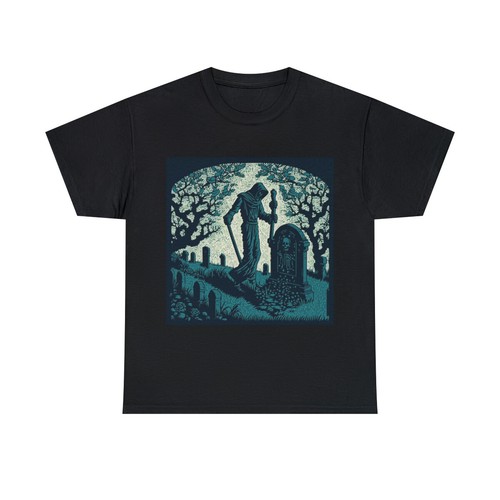 Unisex Adult T Shirt Grim Reaper Halloween Skull Gothic Dark Fantasy Horror Tee - Picture 2 of 13