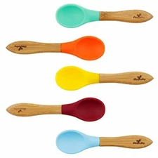 NEW Avanchy Modern-Baby Bamboo and Silicone Baby Spoon Set 5-Pack for Weaning