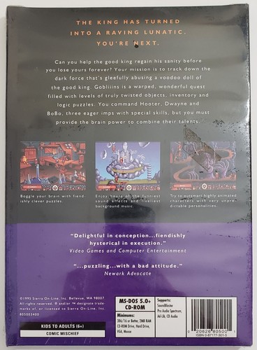 NEW Vintage Gobliins PC Game CD Rom Sierra Originals 1995 Goblins - Picture 2 of 2