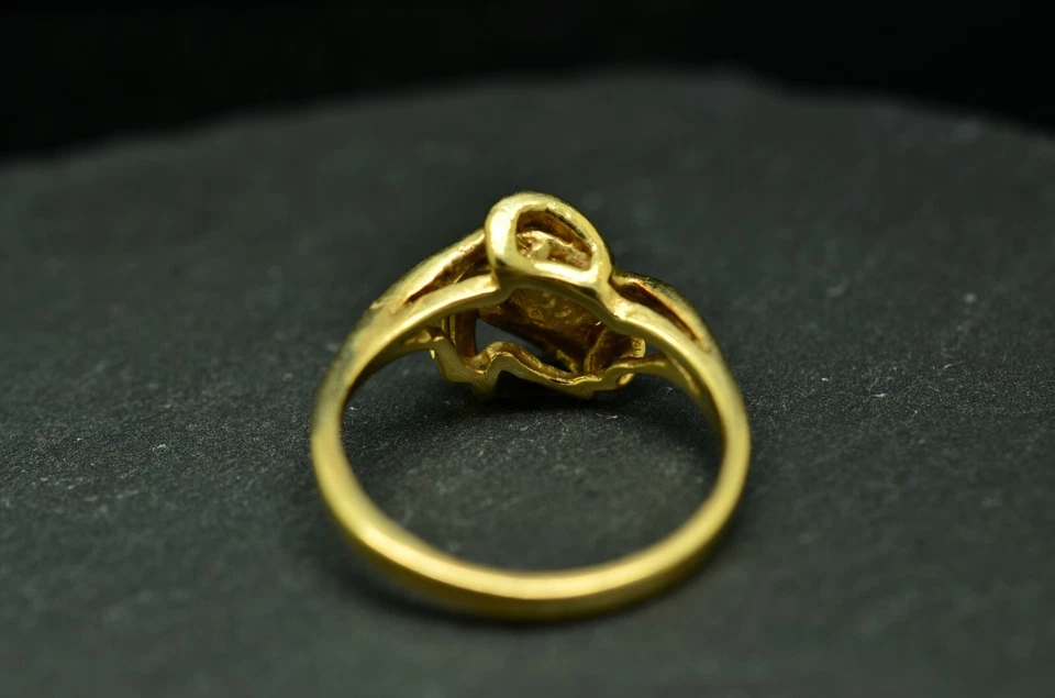 Anillo de perlas rosa claro natural de oro amarillo de 14K con diamante talla 7,25 Foto 4 de 4