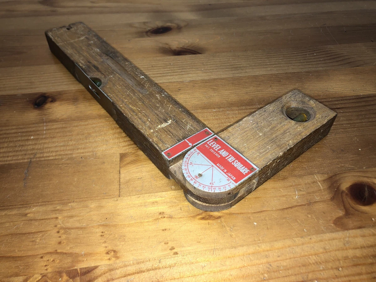 Antique Japanese Double Level Tri Square Tool Adjustable Angle Square Wooden