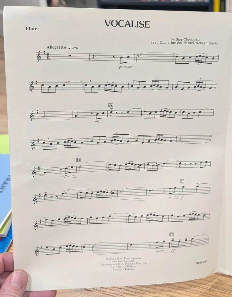 Vocalise for Flute and Marimba by Wilbur Chenowith - Image 3 of 3