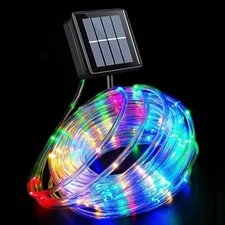 LED Solar Rope Lights String Outdoor Christmas Garden Fence Patio Decor Hanging