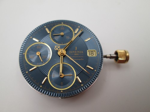 Máquina y esfera cronógrafo Juvenia. Automático. Dial azul. Calibre ETA 7750 - Imagen 2 de 8