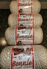 Pepperell Bonnie Macrame Craft Cord 6 mm X 100 yd 90 M - Oatmeal NEW LOT OF 4