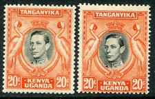 KUT 1938-54 20c perf 13&frac14; & 13&frac14;x13&frac34; SG 139 & 139b hinged mint (cat. &pound;56 as u/m)
