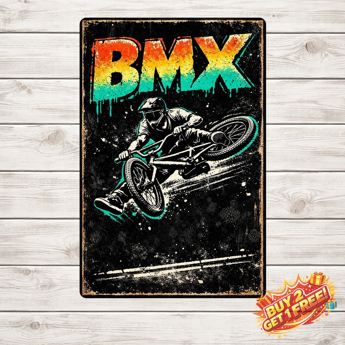 Cool BMX Bike Inspirational Vintage Metal Tin Sign Home Wall Art Decor