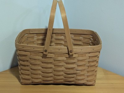 Longaberger 1999 Warm Brown Stain Medium Market Basket *READ DESCRIPTION*