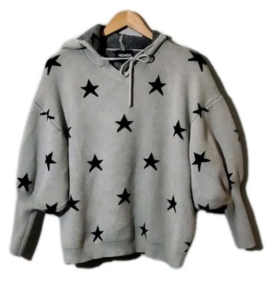 Heimish Medium sweater gray black stars GUC