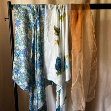 Vintage Scarf Lot Blue Floral Roses Sheer Japan Rayon Scarves 3 Pc