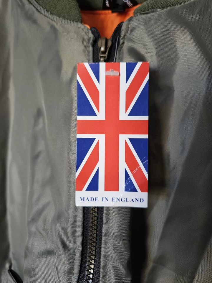 New England Olive Green Bomber Jacket MA1 Style Size S Made in England - Image 3 of 4