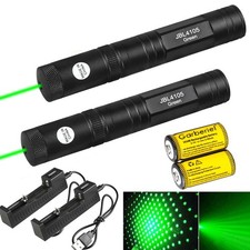 2 Pcs 2000Miles 532nm Green Laser Pointer Pen Visible Beam Light With Battery