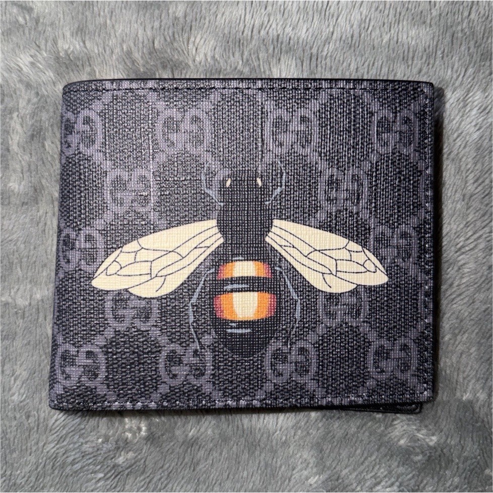 Gucci Supreme GG Black Bee Logo Bifold Men's Wallet - Excellent | eBay