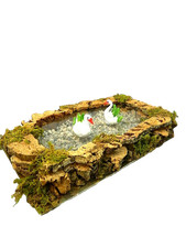 Lago Artigianale con 2 Cigni 12x20x3 Cm Scenografia Paesaggio Presepe Pastori