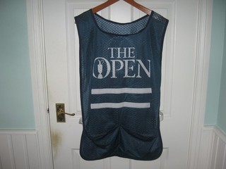 RARE GENUINE OFFICAL OPEN GOLF CLARET JUG CADDIE BIB GREEN ONE SIZE MAN CAVE