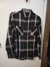 Men's Black Flannel Long Sleeves Shirt Size M