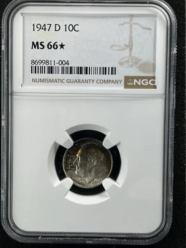 New Listing1947-D  10C Roosevelt Dime NGC MS66*   Rainbow Toning 8699811-004