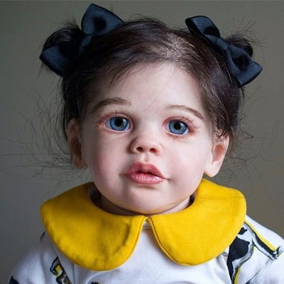 22in Reborn Baby Doll Toddler Girl Rooted Hair Cloth Body Realistic Doll Gift