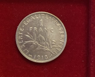 1 franc Semeuse 1918 Argent 835‰ Silver Plata