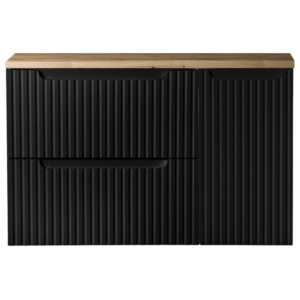 Waschbeckenunterschrank 90 Cm Schwarz Eiche Waschtischschrank Badezimmer Schrank-image