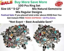 Mix Ring Set 925 Silver Plated Natural Gemstones Mix Designs Us 5-12 Size