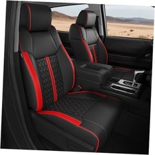 for Toyota Tundra Seat Covers Crew Max 2014 14-21 With Rear Armrest Black Red