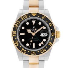 Rolex GMT-Master II 116713 Black Steel 18k Yellow Gold Mens Watch 2006