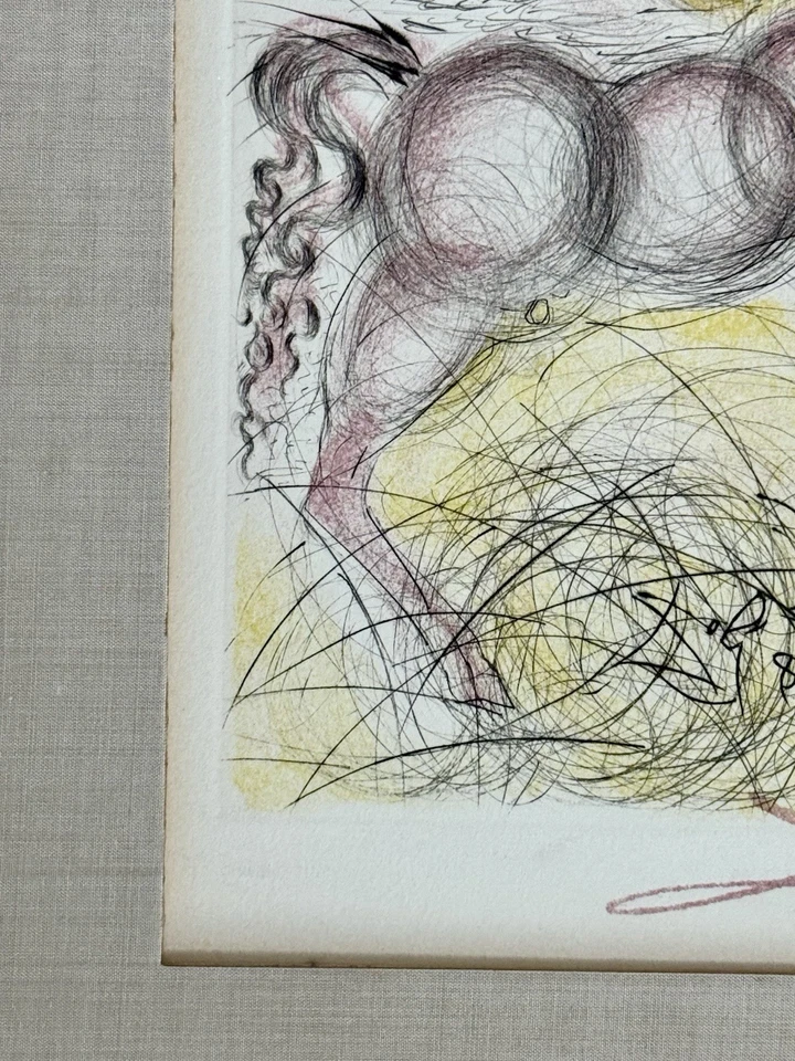Salvador Dali c.1968 Pegasus Signed Original Etching Mythology Flying Horse Art - Image 4 of 4