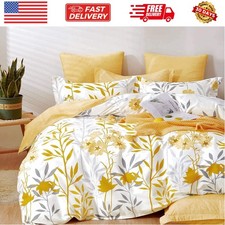 Comforter King Size, 600 Thread Count Cotton Grey Branch with Yellow Flower ...