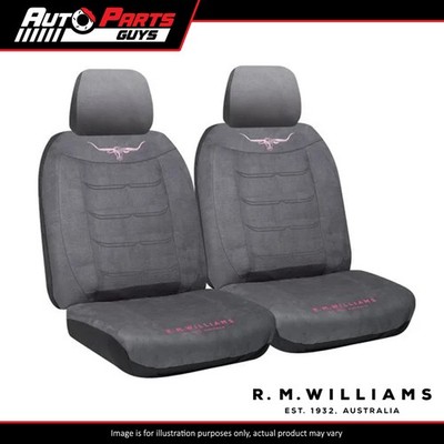 RM Williams RMW Longhorns Jillaroo Suede Velour Grey/Pink Front