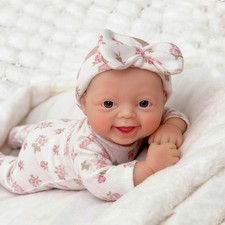 Reborn Baby Dolls 7 "Girl Open Eyes Smile Full Silicone Mini Baby Doll with F...
