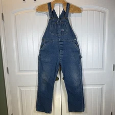 Big Smith Bib Overalls Men's 40x30 Blue Denim  Straight Leg Carpenter Workwear